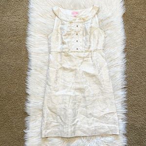 Lilly Pulitzer Gold Embroidered Shift Dress